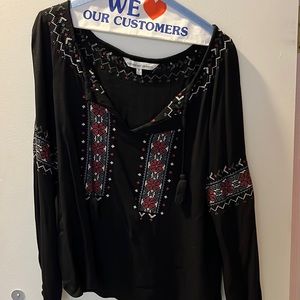 Flowy long sleeve blouse with floral design size S